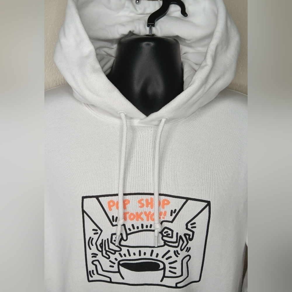 KEITH HARING X UNQLO Tokyo Pop Adult Small Art Hoodie Oversized Sweatshirt White - Picture 2 of 7